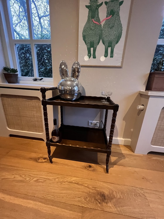 Image 1 of Vintage Houten Bar Cart / Serveerwagen Op Wieltjes