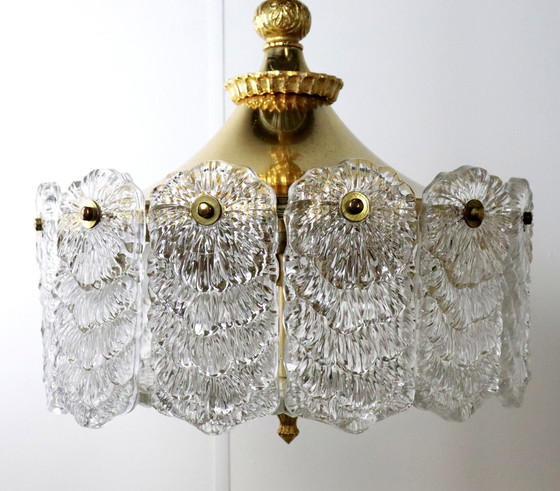 Image 1 of Messing hanglamp met frosted iced glas