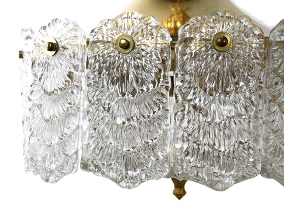 Image 1 of Messing hanglamp met frosted iced glas