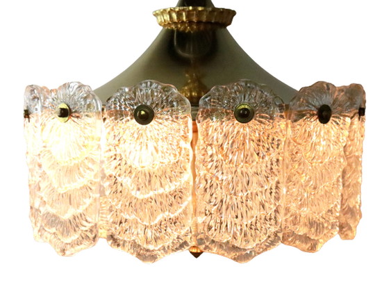 Image 1 of Messing hanglamp met frosted iced glas