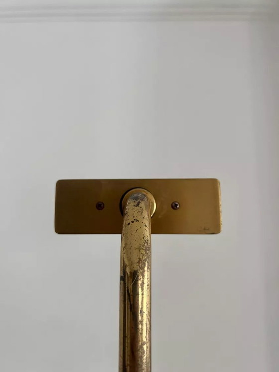 Image 1 of Vintage vloerlamp, massief messing en crème gelakt metaal, Italië 1970