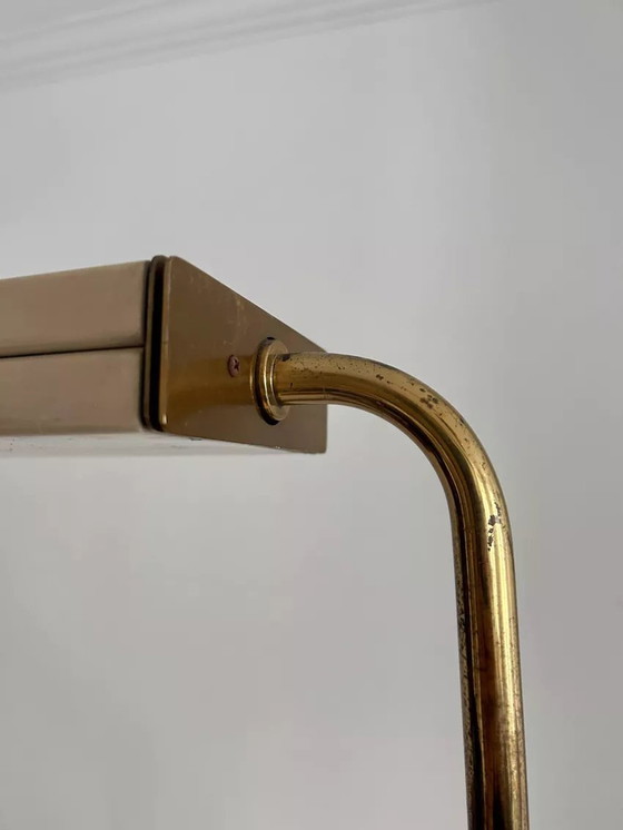Image 1 of Vintage vloerlamp, massief messing en crème gelakt metaal, Italië 1970