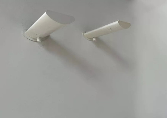 Image 1 of 2X D'Applique Vintage À Intensité Variable, Métal Laqué Blanc, Frankrijk 1970