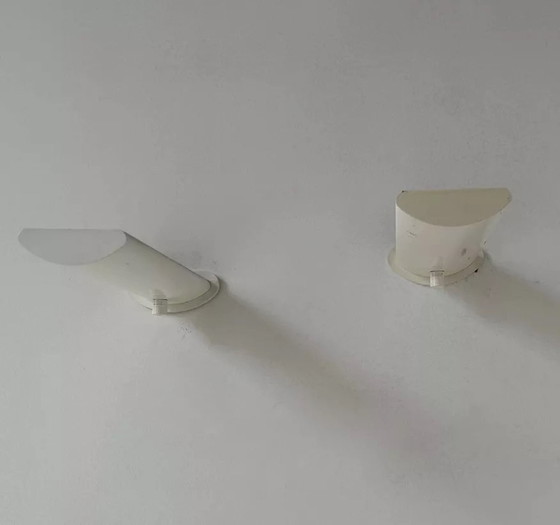 Image 1 of 2X D'Applique Vintage À Intensité Variable, Métal Laqué Blanc, Frankrijk 1970