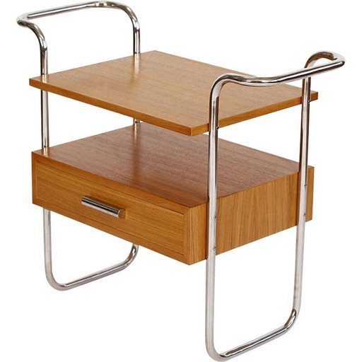 Vintage moderne bijzettafel van stalen buizen