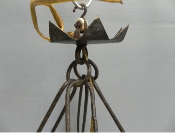 Image 1 of Art Deco hanglamp met 4 gewolkte glasplaten