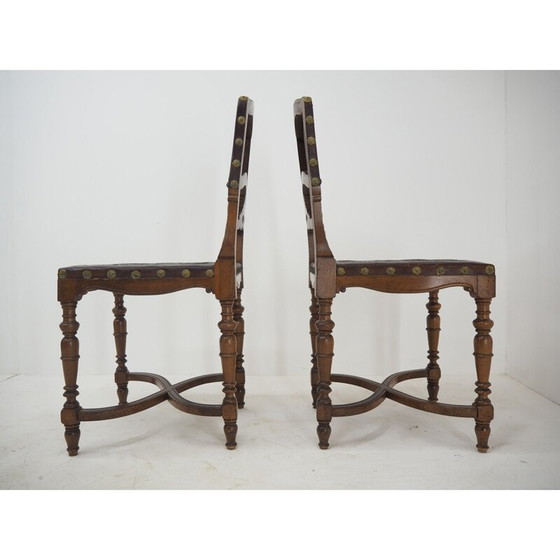 Image 1 of Paar vintage stoelen in reliëfleer