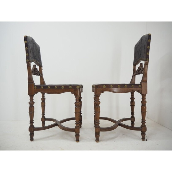 Image 1 of Paar vintage stoelen in reliëfleer