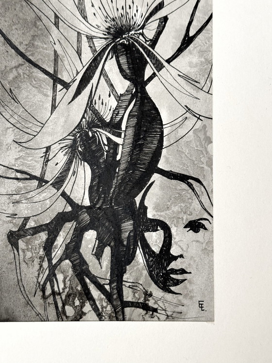 Image 1 of Eugène Eechaut (1928-2019) - Surrealistische compositie in inkt