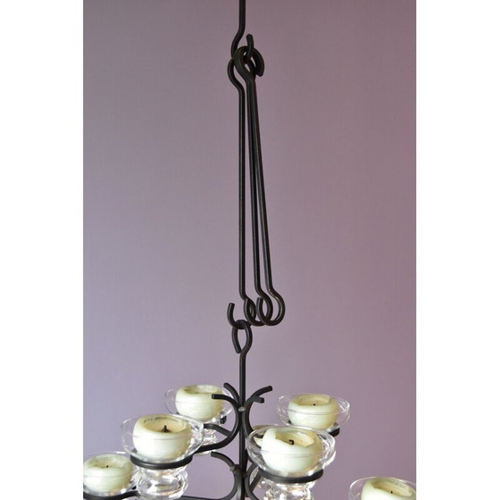 Image 1 of Scandinavische kroonluchter van metaal en glas, 1960