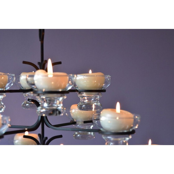 Image 1 of Scandinavische kroonluchter van metaal en glas, 1960