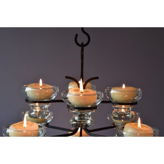 Image 1 of Scandinavische kroonluchter van metaal en glas, 1960