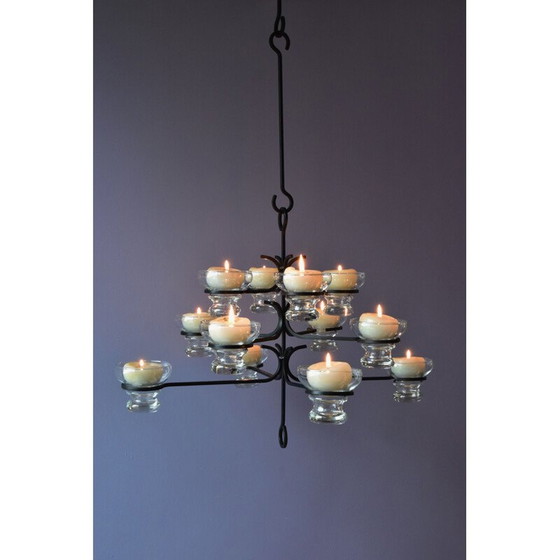 Image 1 of Scandinavische kroonluchter van metaal en glas, 1960