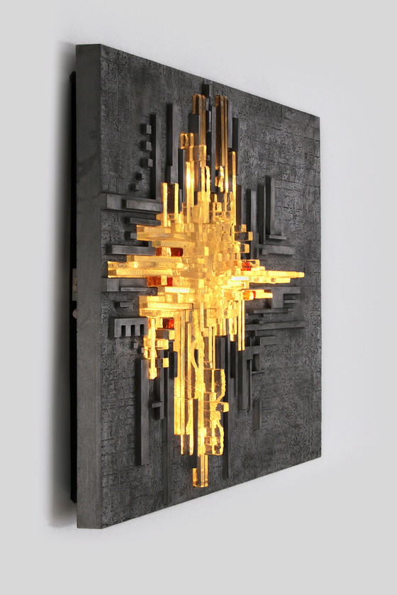 Image 1 of Vintage "Rottura Spaziale" Murano Glas Wandlamp door Akikaze voor Poliarte