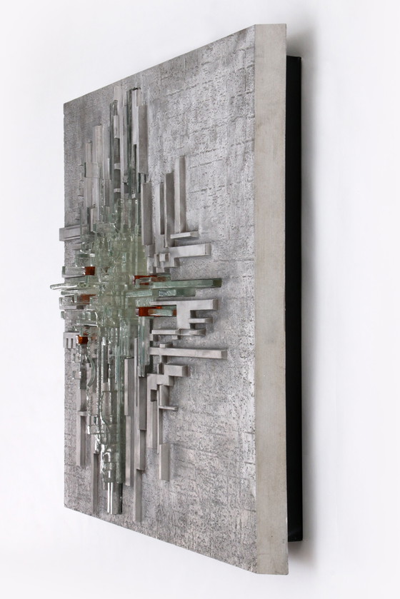 Image 1 of Vintage "Rottura Spaziale" Murano Glas Wandlamp door Akikaze voor Poliarte