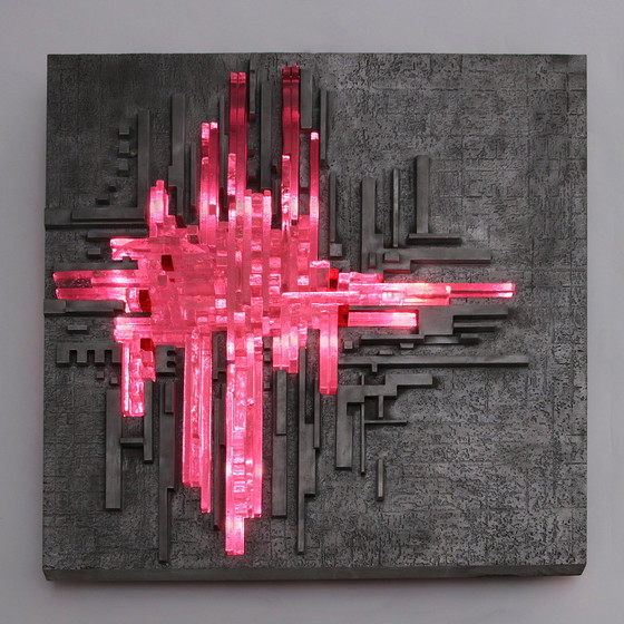 Image 1 of Vintage "Rottura Spaziale" Murano Glas Wandlamp door Akikaze voor Poliarte