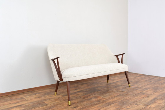 Image 1 of Mid Century Noorse Teak & Boucle Sofa, 1960S.