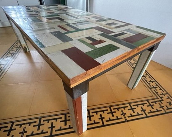 Image 1 of design tafel van sloophout stijl Piet Hein Eek 200x100 cm