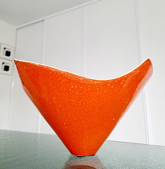 Image 1 of Vintage 'zakdoek' freeform keramiek vaas