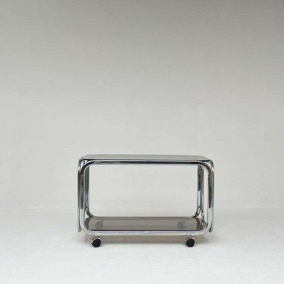 Image 1 of Chroom trolley met rookglas