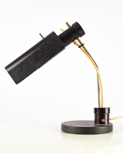 Zwarte Oost-Duitse bureaulamp, jaren 60