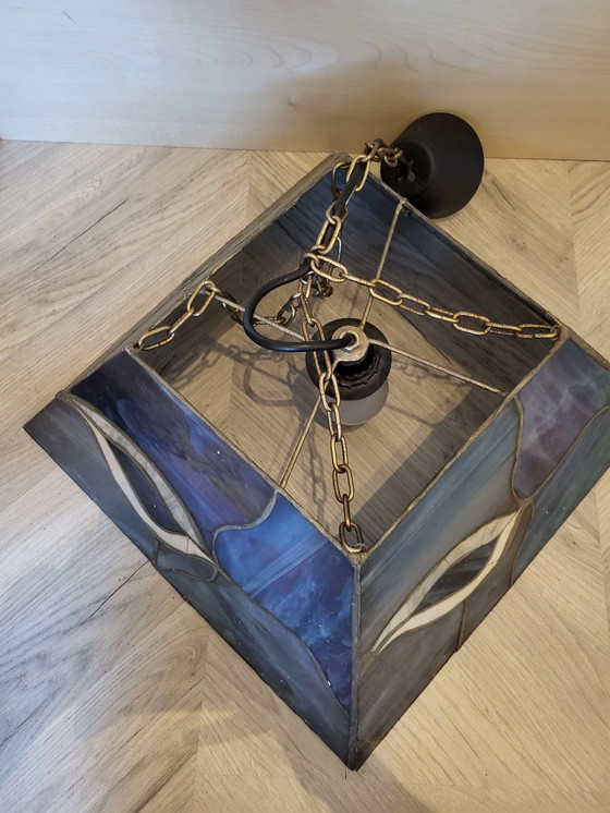 Image 1 of Tiffany stijl lamp blauw parelmoer