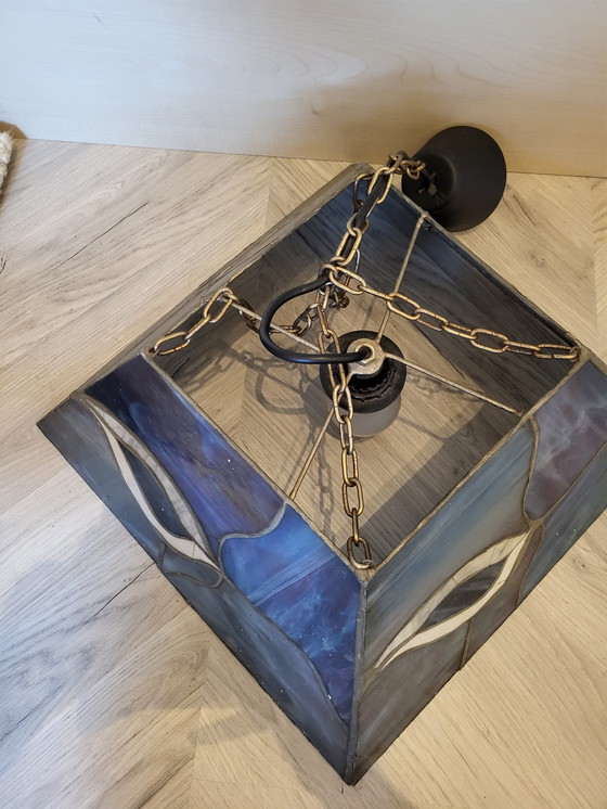 Image 1 of Tiffany stijl lamp blauw parelmoer