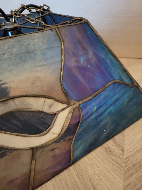 Image 1 of Tiffany stijl lamp blauw parelmoer