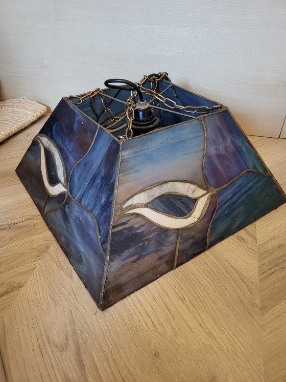 Image 1 of Tiffany stijl lamp blauw parelmoer