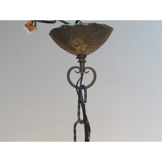 Image 1 of Mid century smeedijzeren kroonluchter, jaren 1940