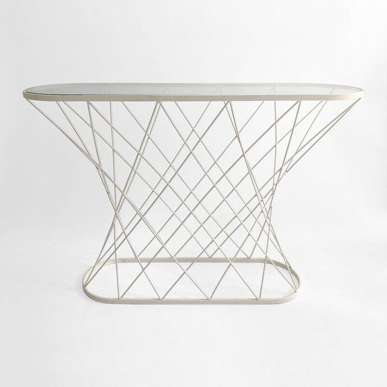 Image 1 of Vintage witte gedraaide consoletafel van Isamu Noguchi Stijl VS jaren 1980