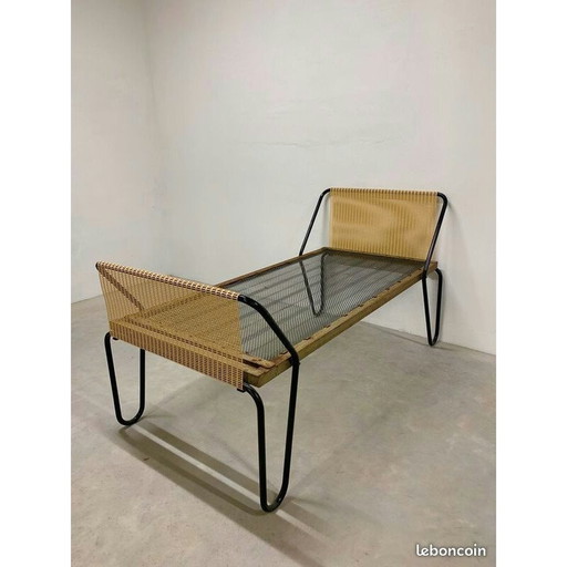 Paar vintage metalen miami daybeds van Jacques Hitier, 1950