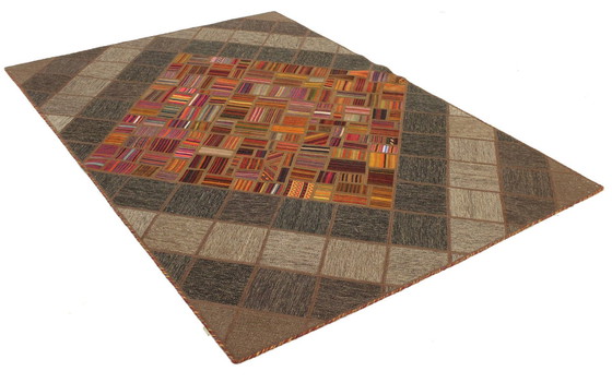 Image 1 of Origineel handgeknoopt Perzisch tapijt Kelim Patchwork Design 233 X 160 Cm Topconditie