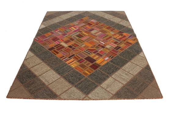 Image 1 of Origineel handgeknoopt Perzisch tapijt Kelim Patchwork Design 233 X 160 Cm Topconditie