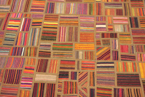 Image 1 of Origineel handgeknoopt Perzisch tapijt Kelim Patchwork Design 233 X 160 Cm Topconditie