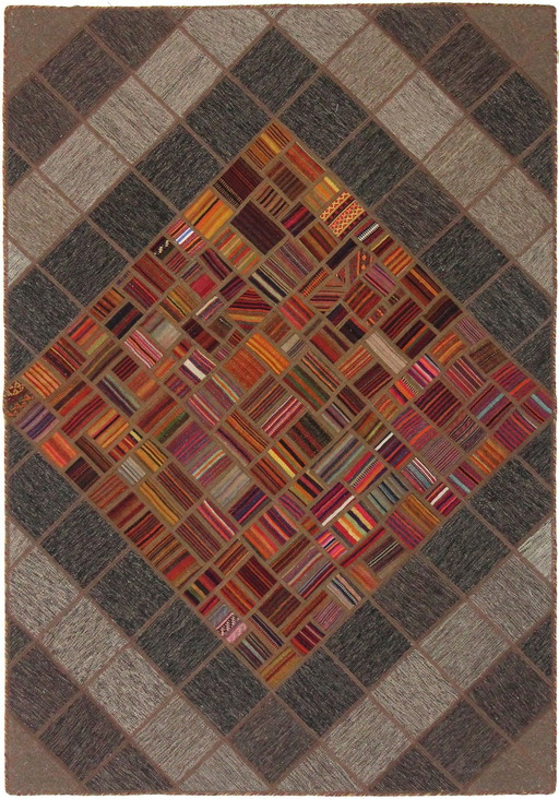 Origineel handgeknoopt Perzisch tapijt Kelim Patchwork Design 233 X 160 Cm Topconditie