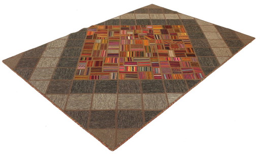 Origineel handgeknoopt Perzisch tapijt Kelim Patchwork Design 233 X 160 Cm Topconditie