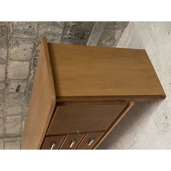 Image 1 of Vintage RG202 opbergmeubel in gewaxt eiken en gegoten aluminium voor Lieuvin, 1948