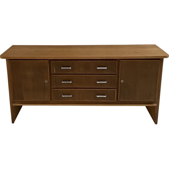 Image 1 of Vintage RG202 opbergmeubel in gewaxt eiken en gegoten aluminium voor Lieuvin, 1948