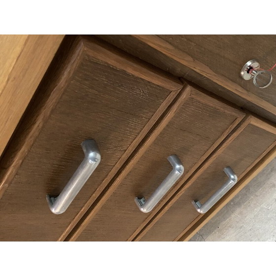 Image 1 of Vintage RG202 opbergmeubel in gewaxt eiken en gegoten aluminium voor Lieuvin, 1948