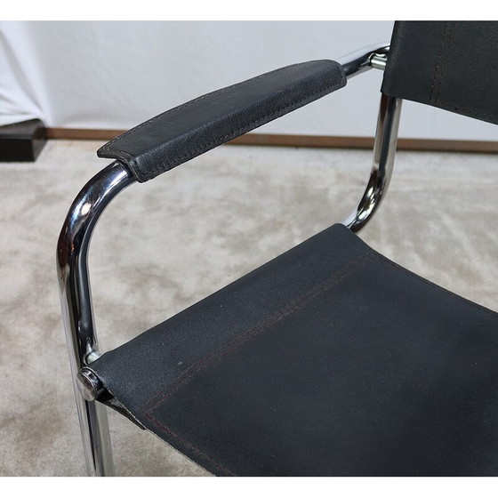 Image 1 of Vintage chromen metalen en zwart lederen fauteuil van M. Breuer, 1970