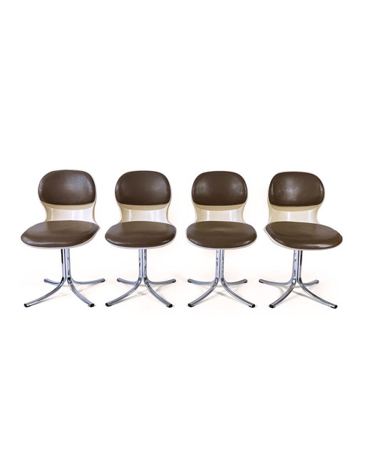 Set van 4 Martin Stoll Model 7105 eetkamerstoelen voor Giroflex, 1975