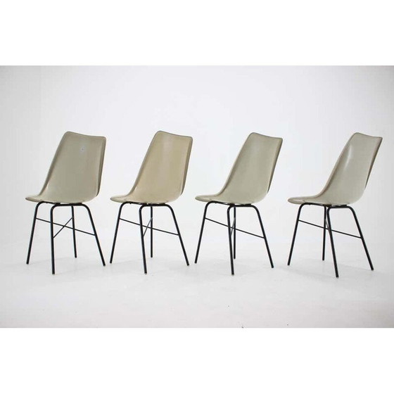 Image 1 of Set van 4 eetkamerstoelen van glasvezel uit de midden-eeuw, Tsjecho-Slowakije 1960