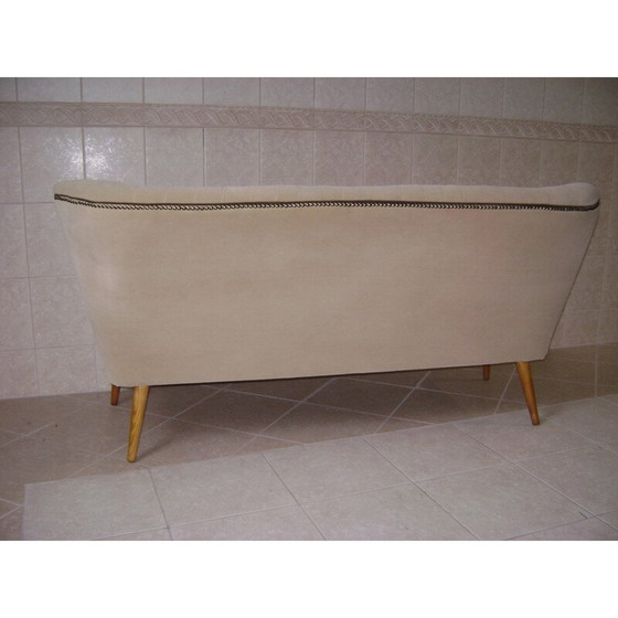 Image 1 of Gerestaureerde lichtbeige club sofa - jaren 1950