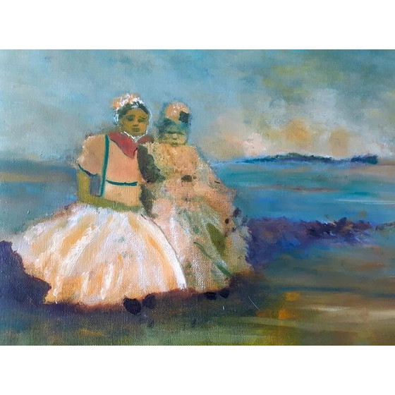 Image 1 of Vintage olieverf op doek "Talking to the rocks 2" door Elodie Huré