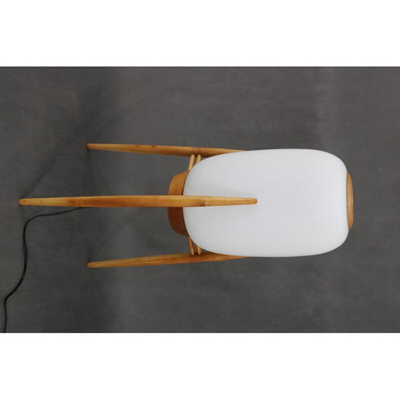 Image 1 of Vintage vloerlamp van glas en beukenhout voor Uluv, Tsjecho-Slowakije 1970