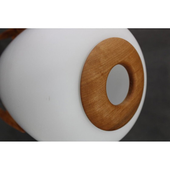 Image 1 of Vintage vloerlamp van glas en beukenhout voor Uluv, Tsjecho-Slowakije 1970