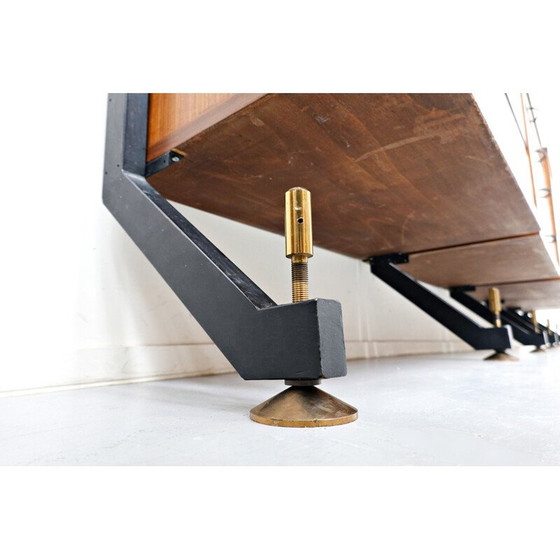 Image 1 of Vintage teakhouten wandmeubel van Ico Parisi 1960