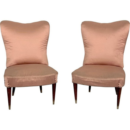 Paar Italiaanse stoffen clubfauteuils, 1950