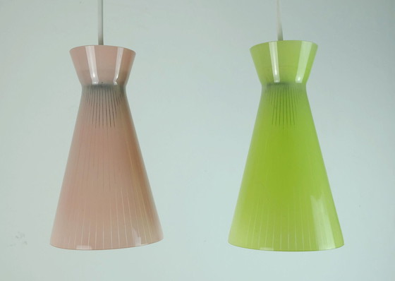 Image 1 of 2-lichts hanglamp uit het mid century , jaren 50